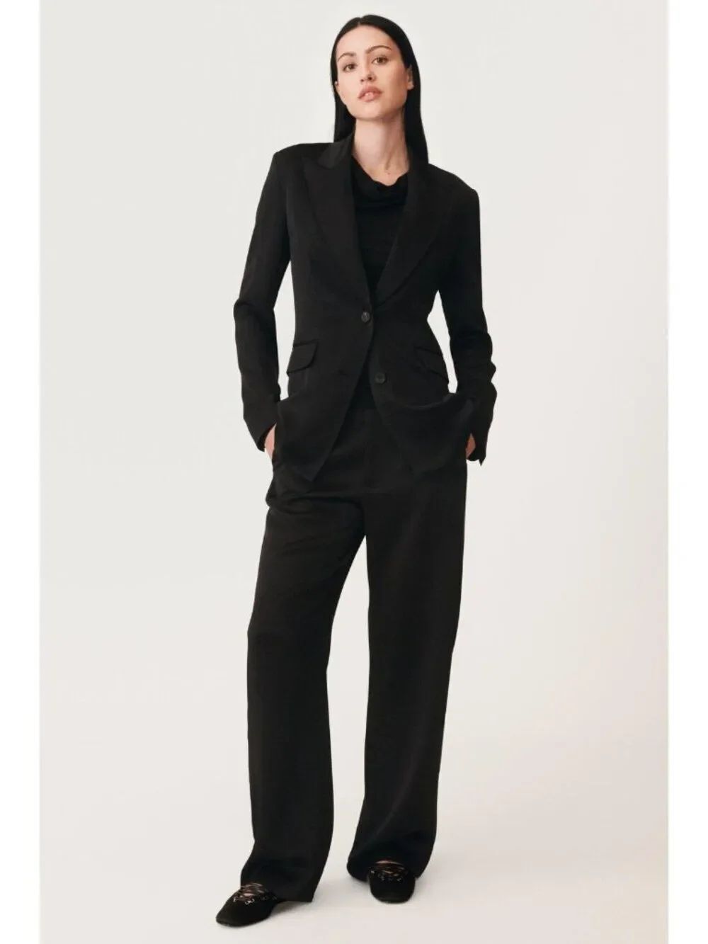 Zara Womens Pants Trousers XS 50th Black High Waist Straight Leg 3439/512 NWT